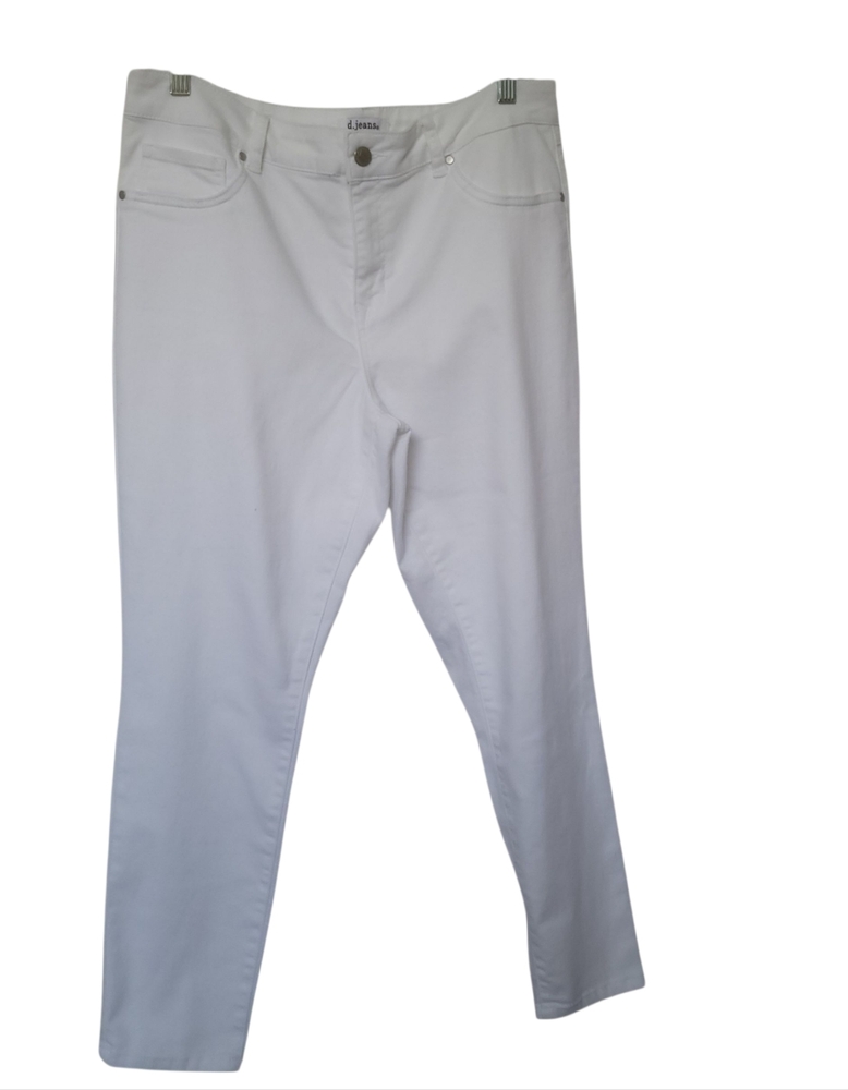 D. Jeans Pants Size 14 White Recycled High Waist Straight Leg